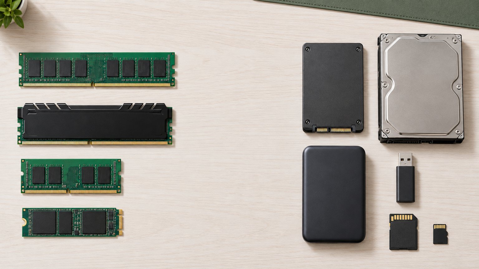PC用RAM4製品と保存用メモリ6製品を見分けて比較
