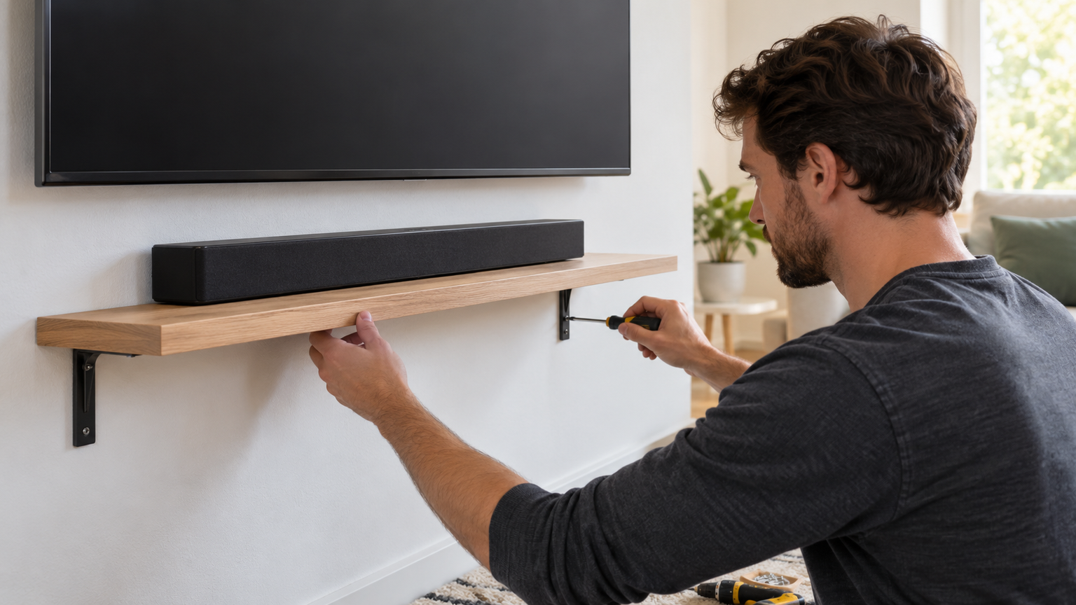壁掛けテレビに合うスピーカー置き場の作り方