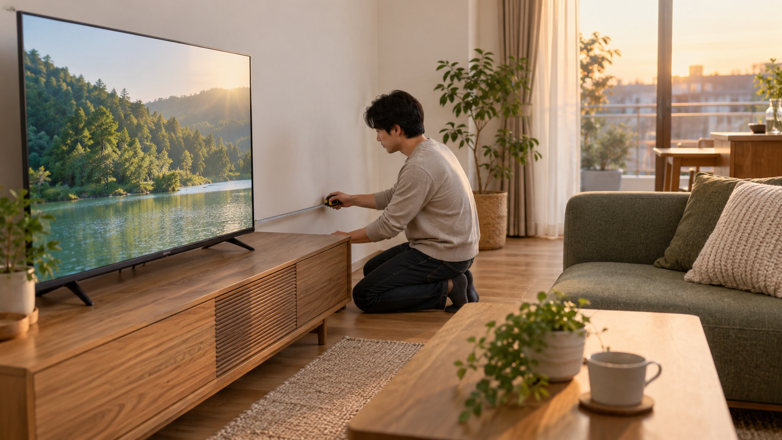 55型テレビは部屋を測ってから選べば6畳でも楽しめる