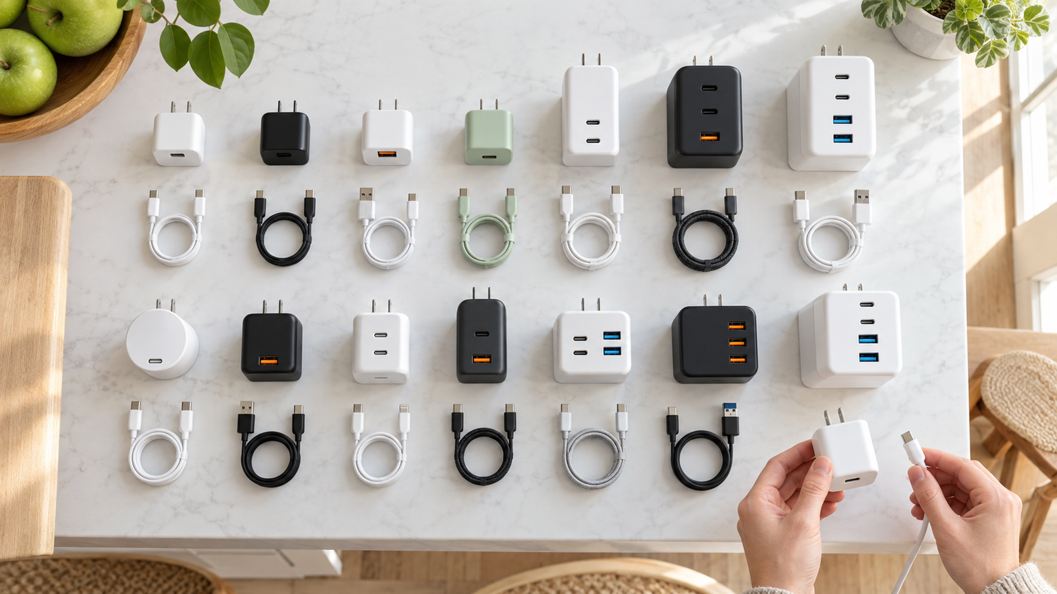 スマホ充電器と対応ケーブル10商品を比較