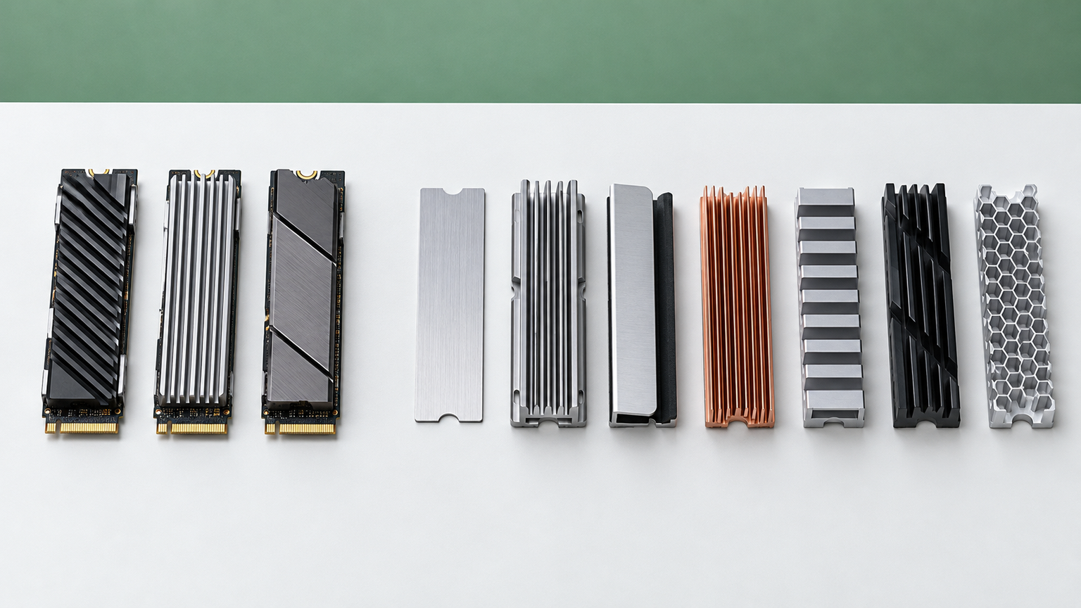 ヒートシンク付きSSD3製品と後付け冷却部品7製品を比較